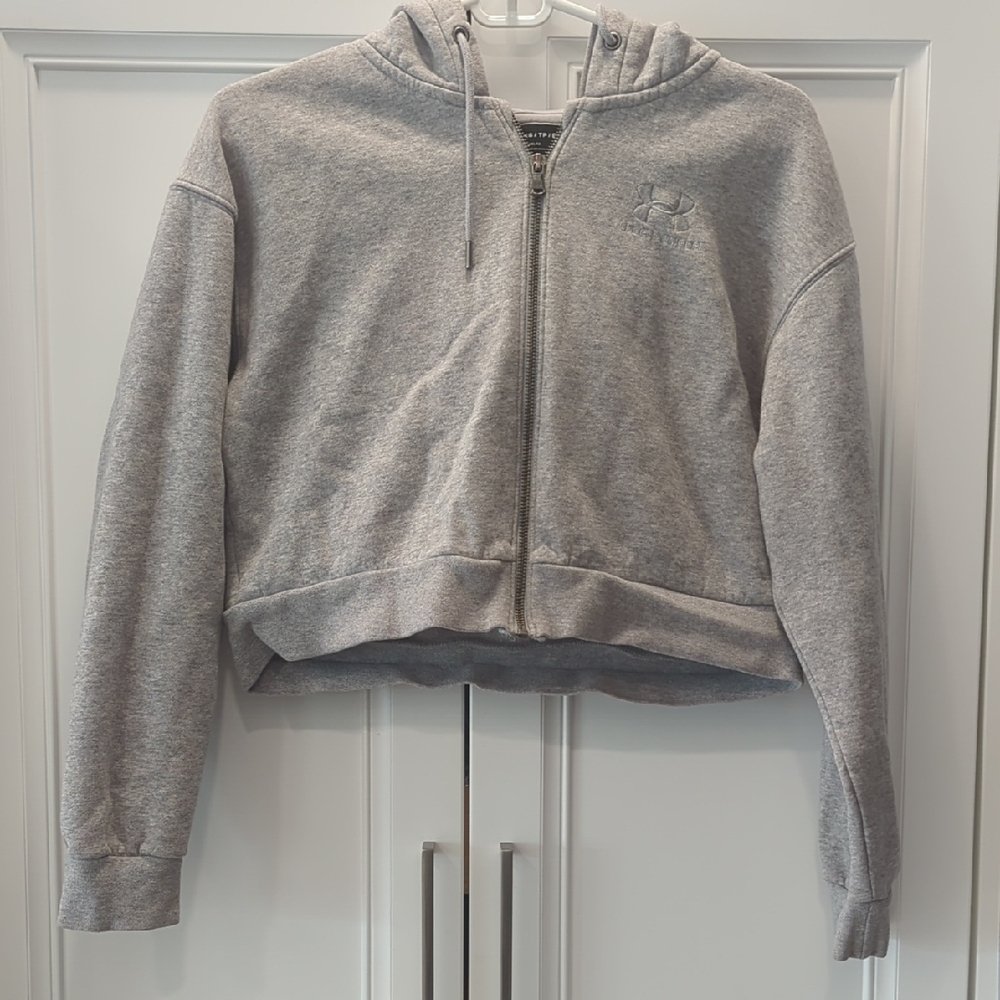 Under Armour Cropped Gray Zip-Up Hoodie